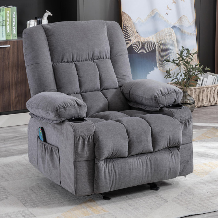 Charmen Wide Manually Swivel Rocker Recliner Chair with Massager and Heat